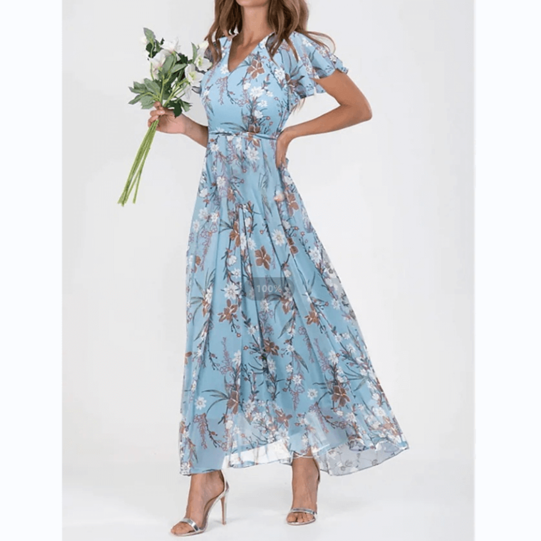 Sukienka Maxi Z Dekoltem V W Kwiaty | Stylowy Look