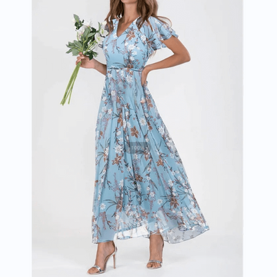 Sukienka Maxi Z Dekoltem V W Kwiaty | Stylowy Look