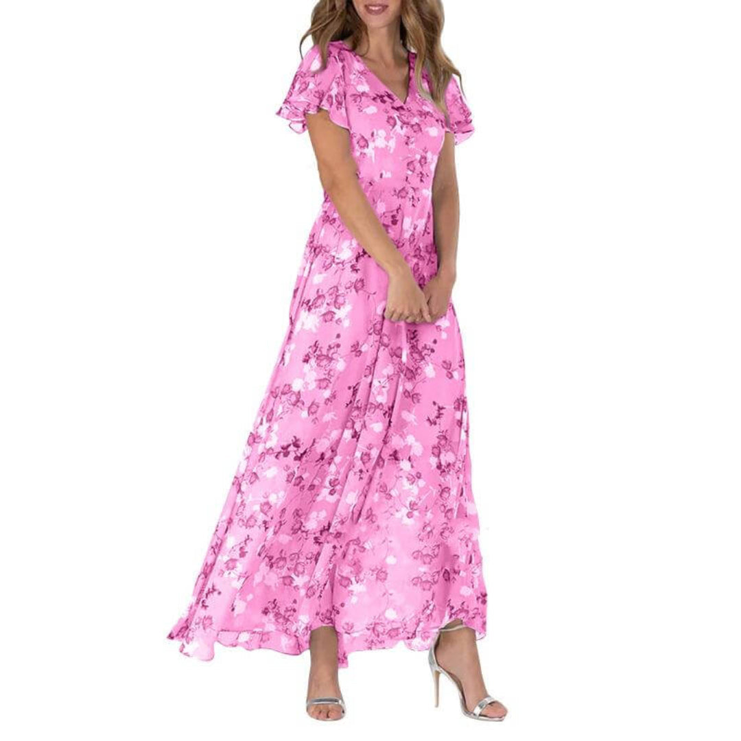 Sukienka Maxi Z Dekoltem V W Kwiaty | Stylowy Look