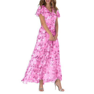 Sukienka Maxi Z Dekoltem V W Kwiaty | Stylowy Look