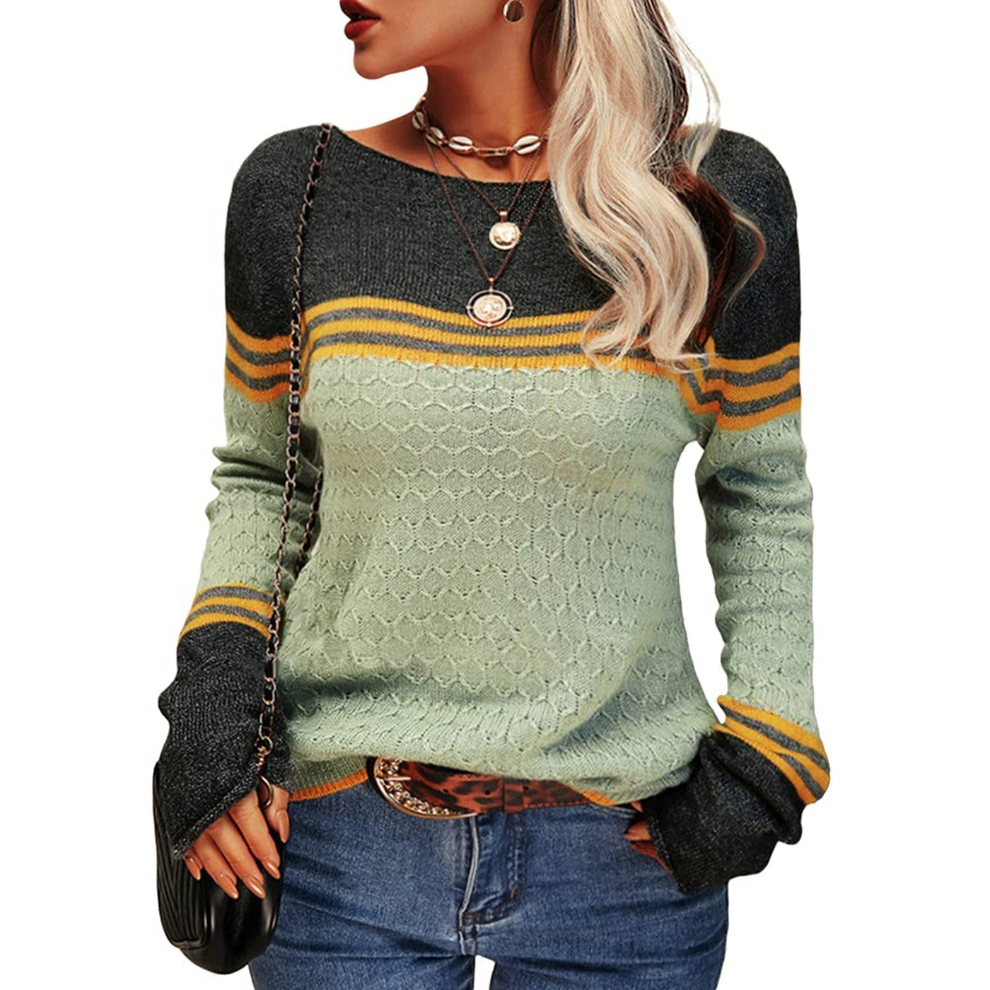 Stylowy Sweter W Paski | Na Co Dzień